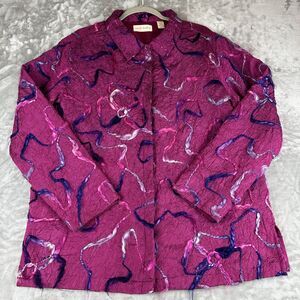 Marsh Landing Jacket Womens L Fuchsia Weave Fiber Art Unique Crinkle Lined(1012)